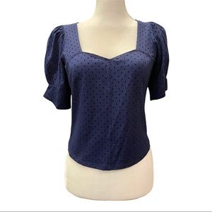 Maeve By Anthropology Blue Polkadot Blouse